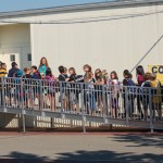 students entering cottage