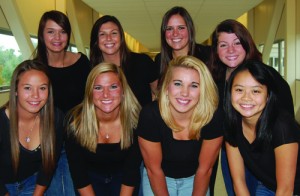 The candidates are pictured above (first row from left) Danielle Landis, Lindsay Hutchinson, Savannah Blake, Lily Ngo (back row from left) Melanie Rupp, Jillian Heckman, Julie Andrusisin, Katie Irwin
