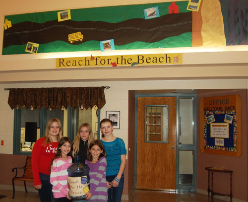  A poster above the school office tracks the Hambright school bus as it makes its way from Lancaster, PA to Seaside Heights, NJ.