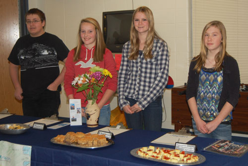 Eric Imboden chose Italy and prepared lasagna. AnnaKatherine Kirk studied Guatamala and served plantains. Alyssa Smith prepared baklava with honey drizzle from Greece and Erin Daniels chose Japanese cheesecake cupcakes from Japan.